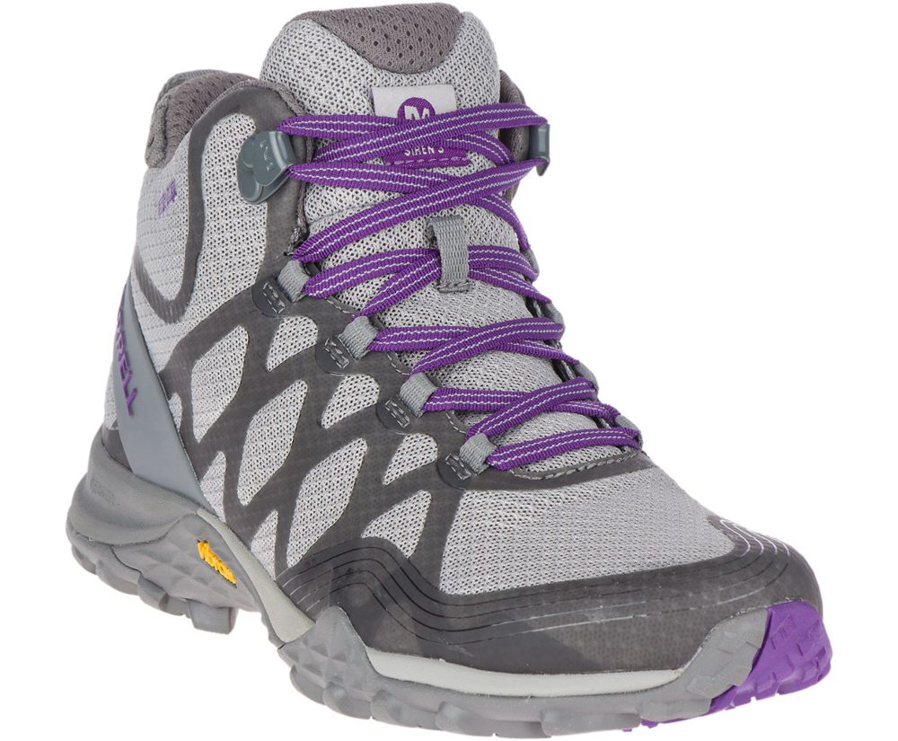 Kozaki Merrell Damskie Szare/Fioletowe - Siren 3 Mid Waterproof - 509371-MTR